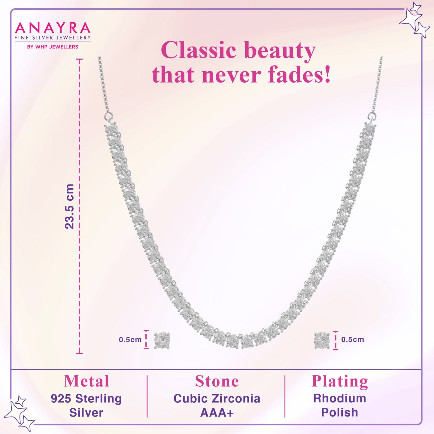 Delight Solitaire Silver Necklace Set