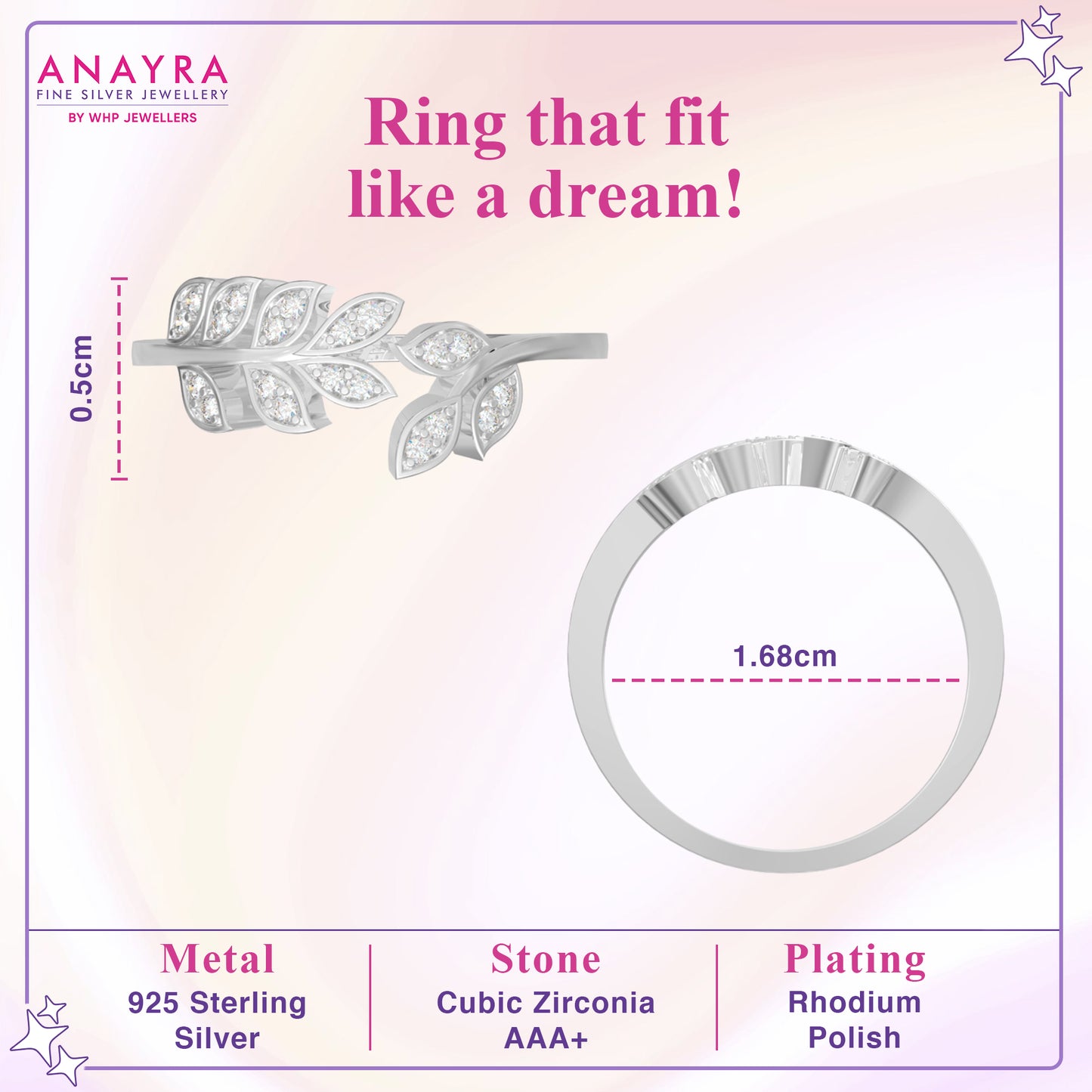 Leaf String Silver Ring