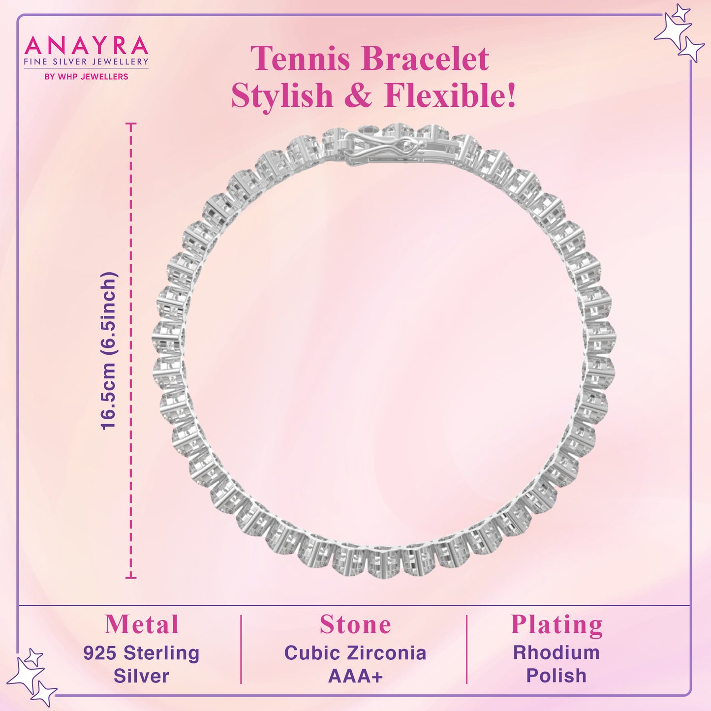 Sterling Silver Round Diamond Bracelet