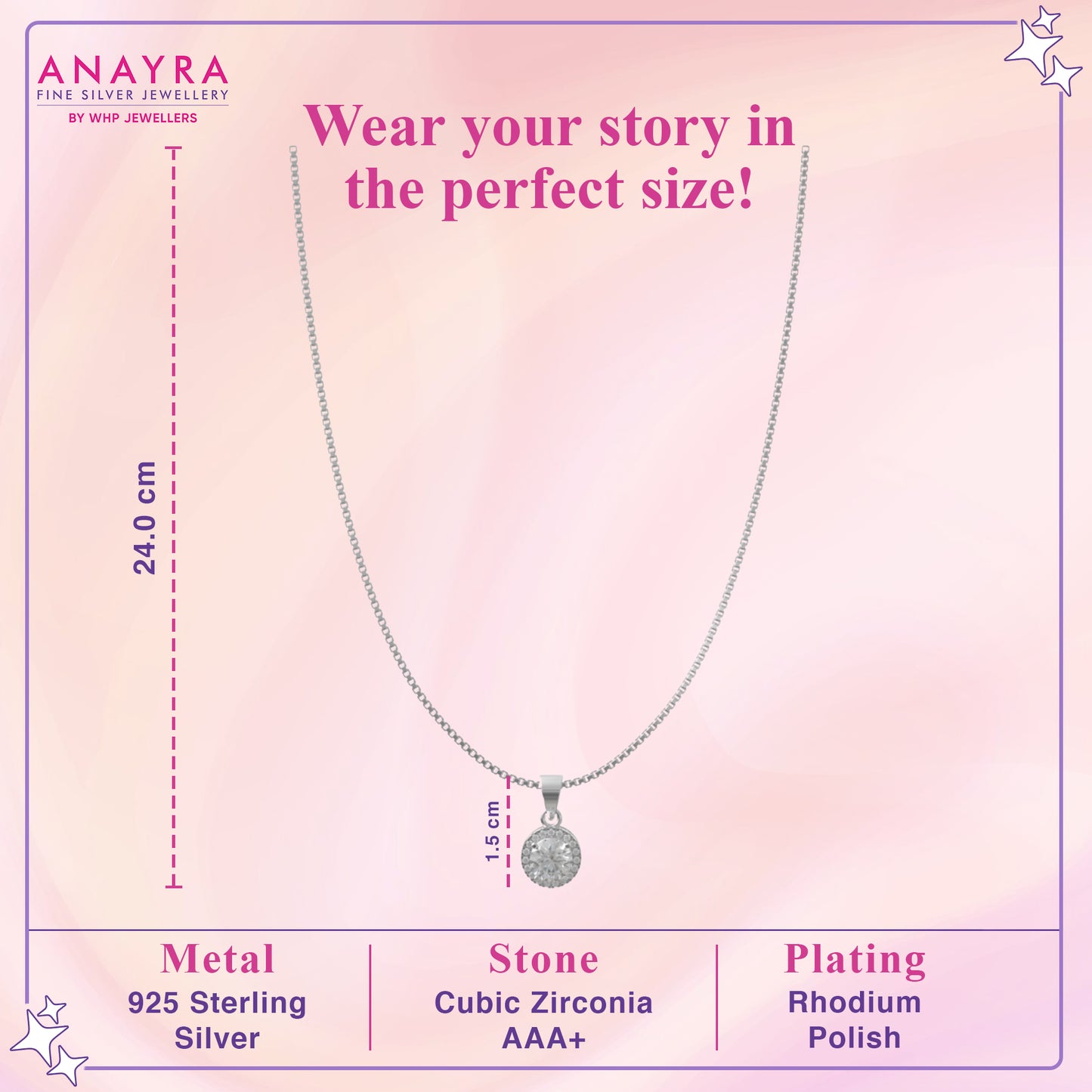 Stunning Silver Solitaire Pendant