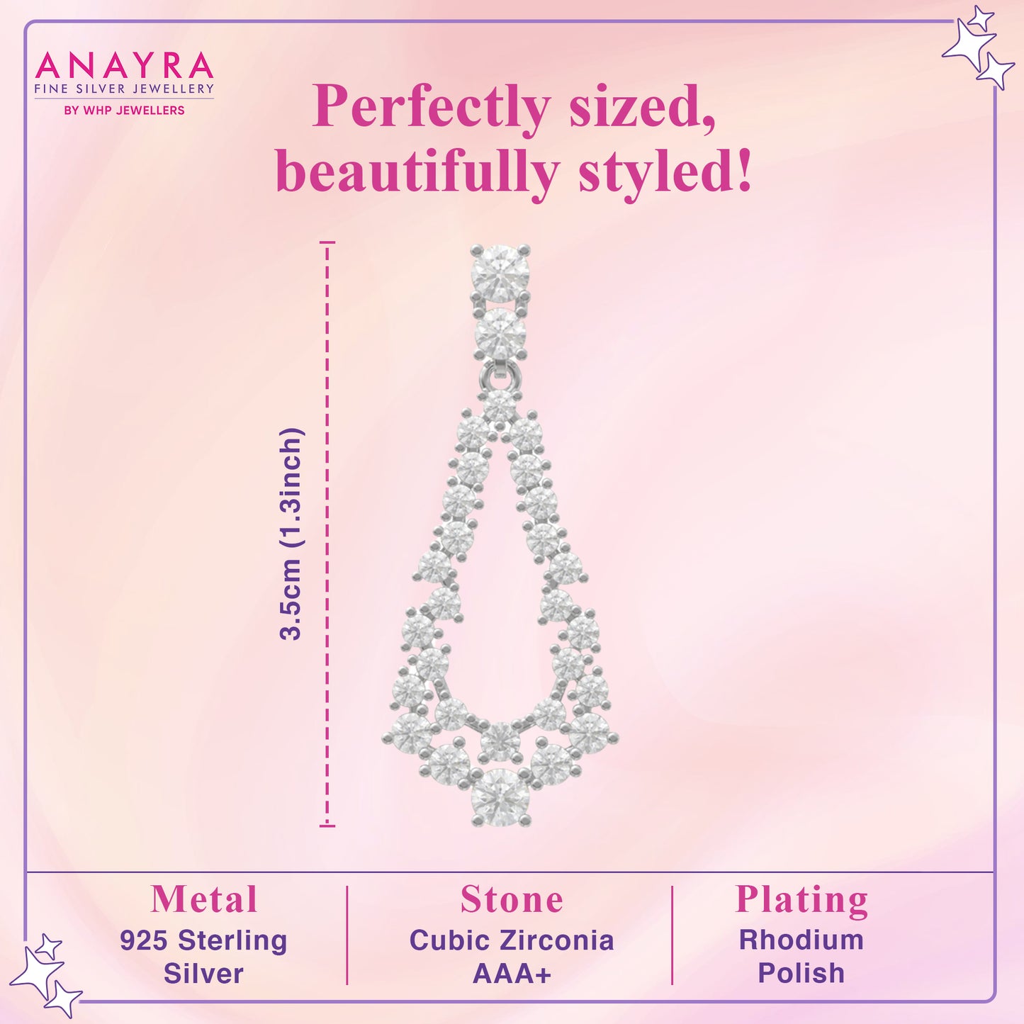 Dazzling Cluster Drop Silver Earrings