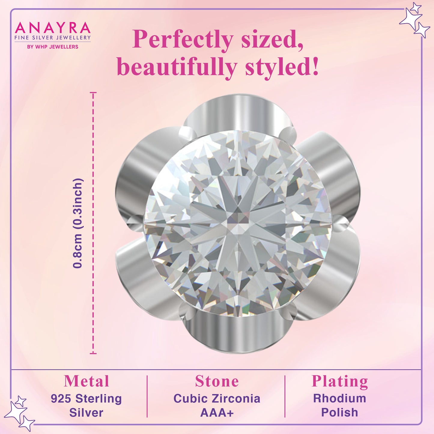 Silver Zircon Flower Earrings