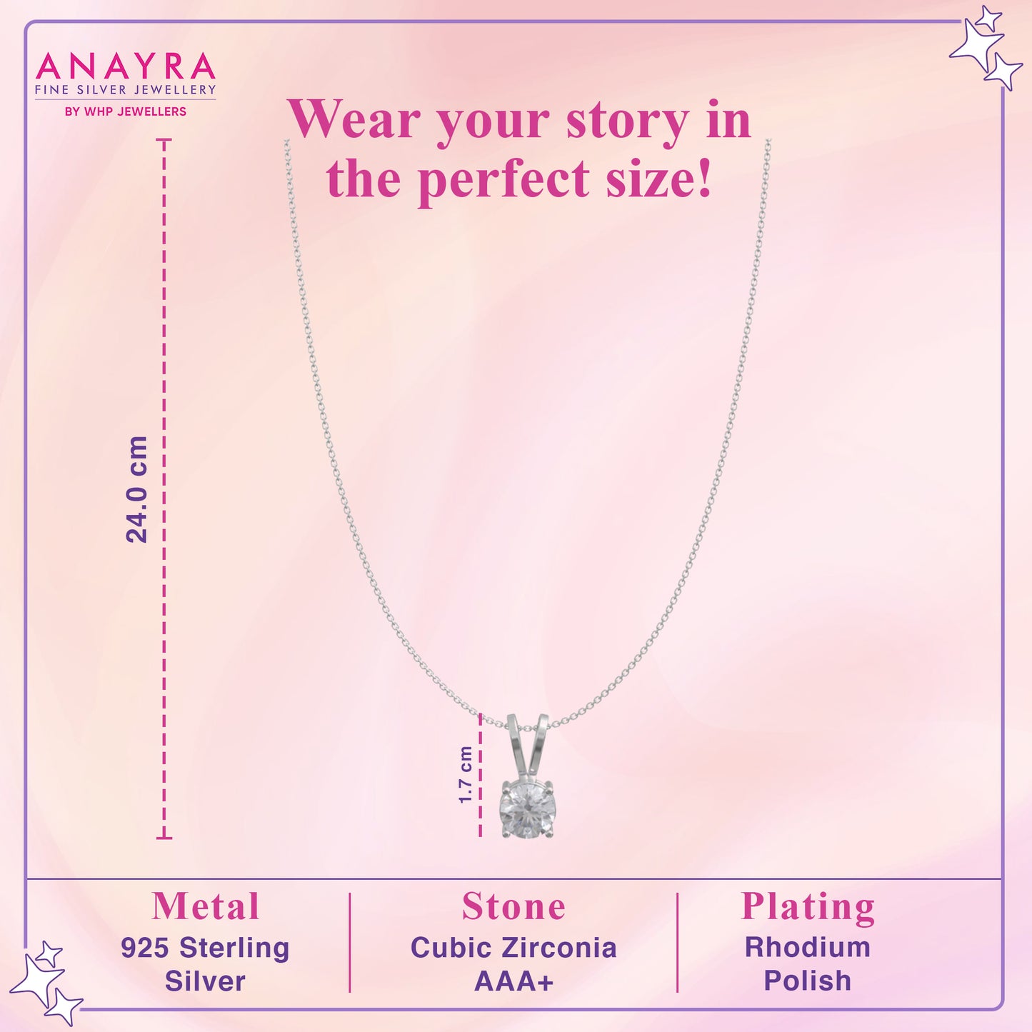 Silver Classic Zircon Pendant with Link Chain