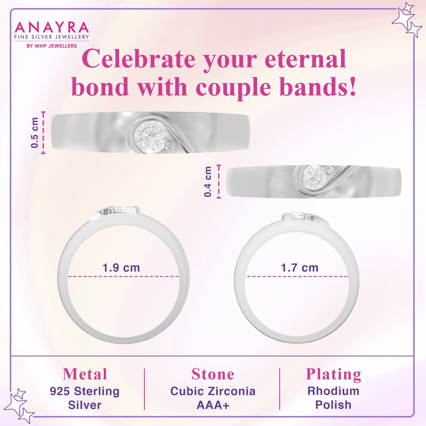 Connected Hearts Silver Couple Rings