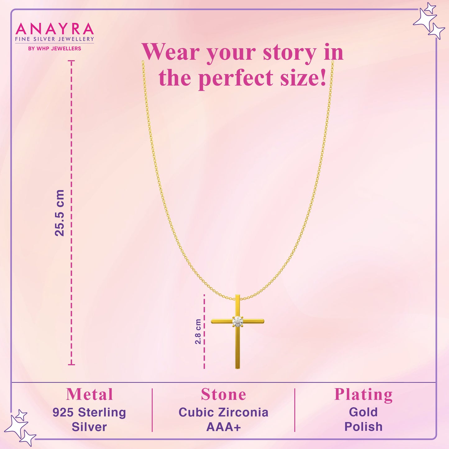 Timeless Faith Sterling Silver Holy Cross Yellow Gold Pendant