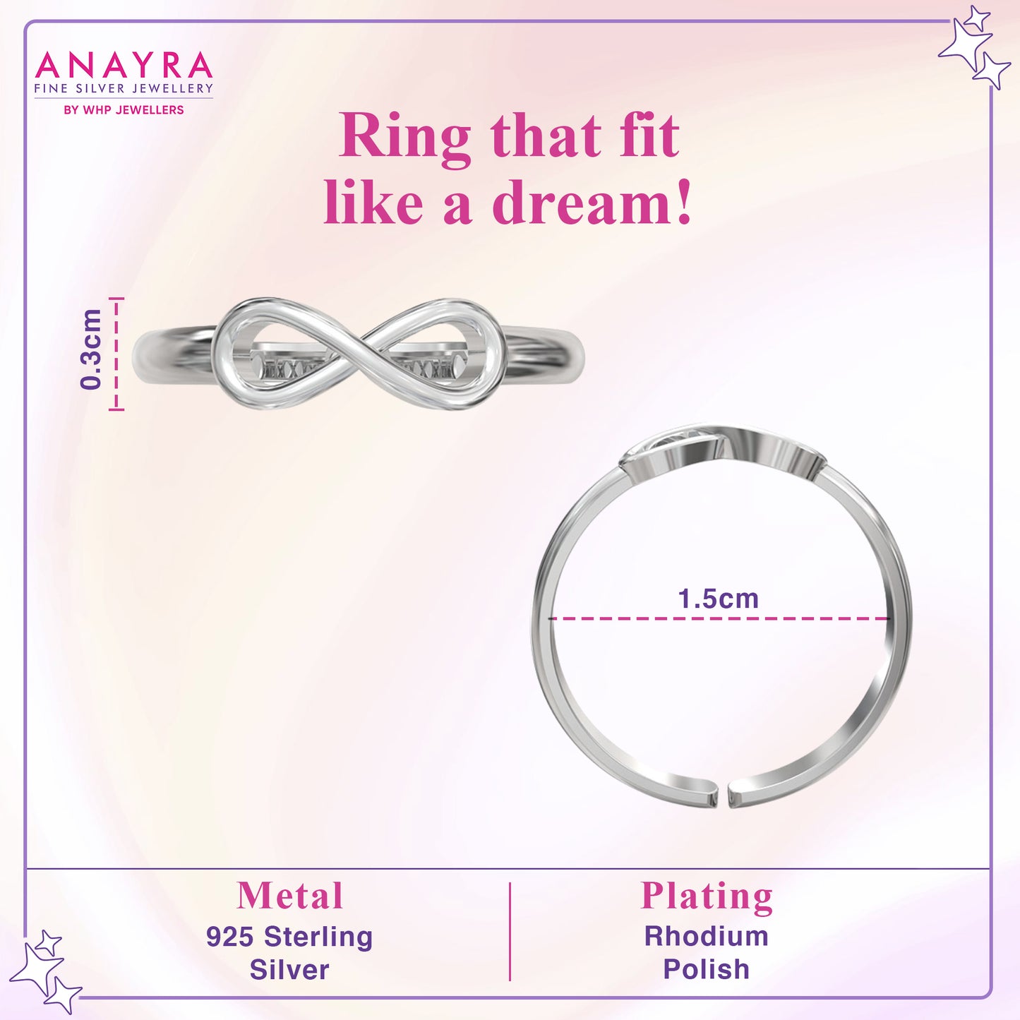 Adjustable Infinity Shine Ring