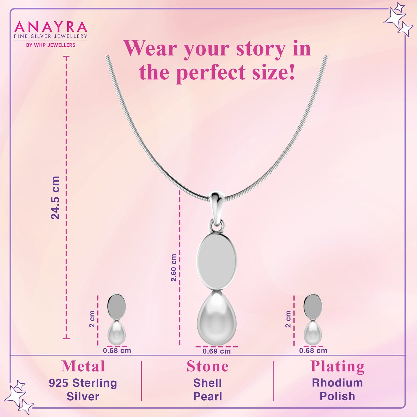 Sterling Silver Classic Pendant Set with Link Chain