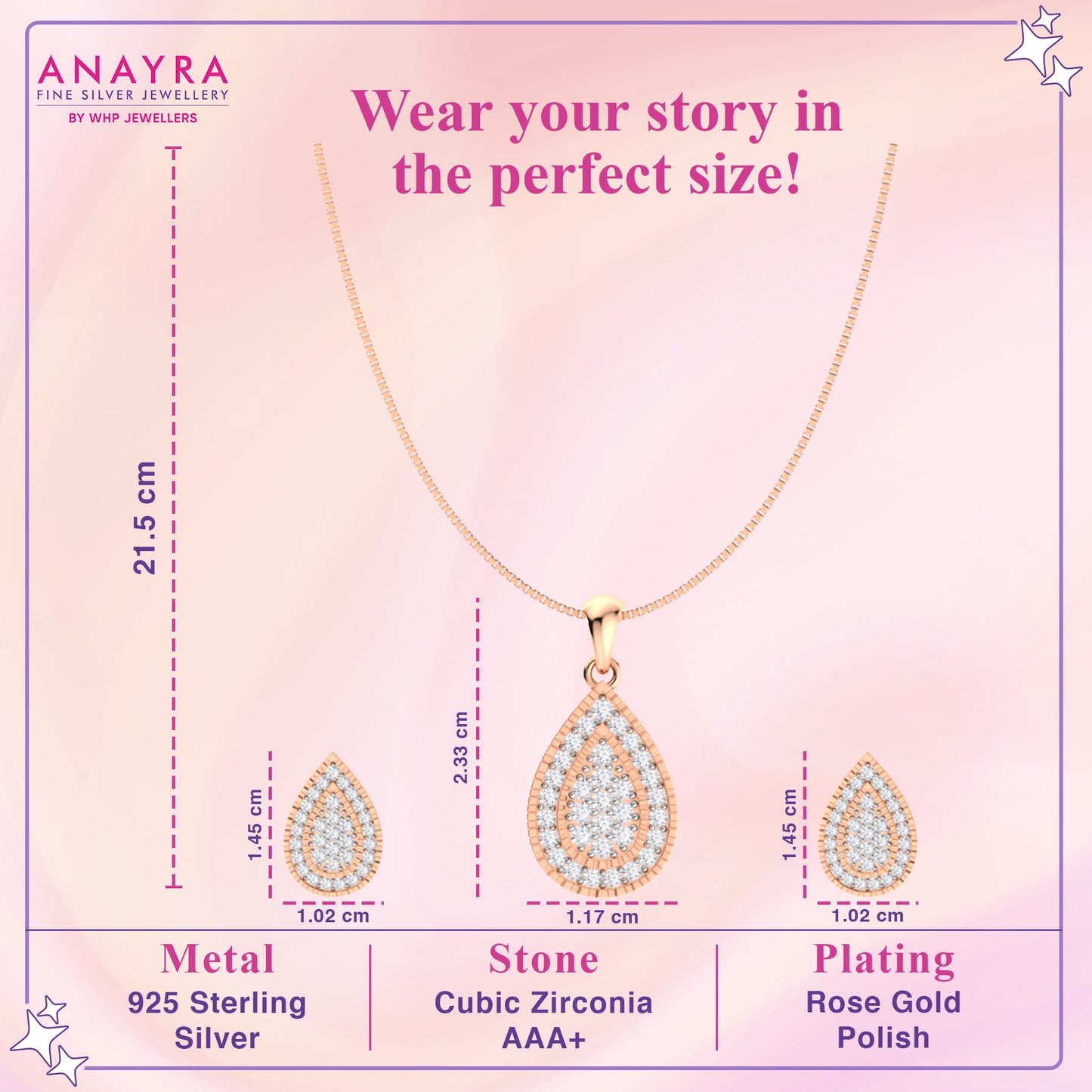 Refined Diamond Drop Silver Pendant