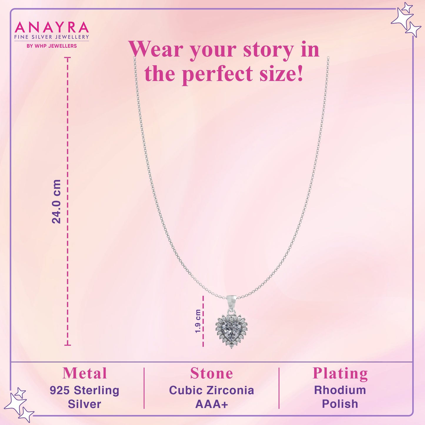 Silver Solitaire Heart Pendant Set