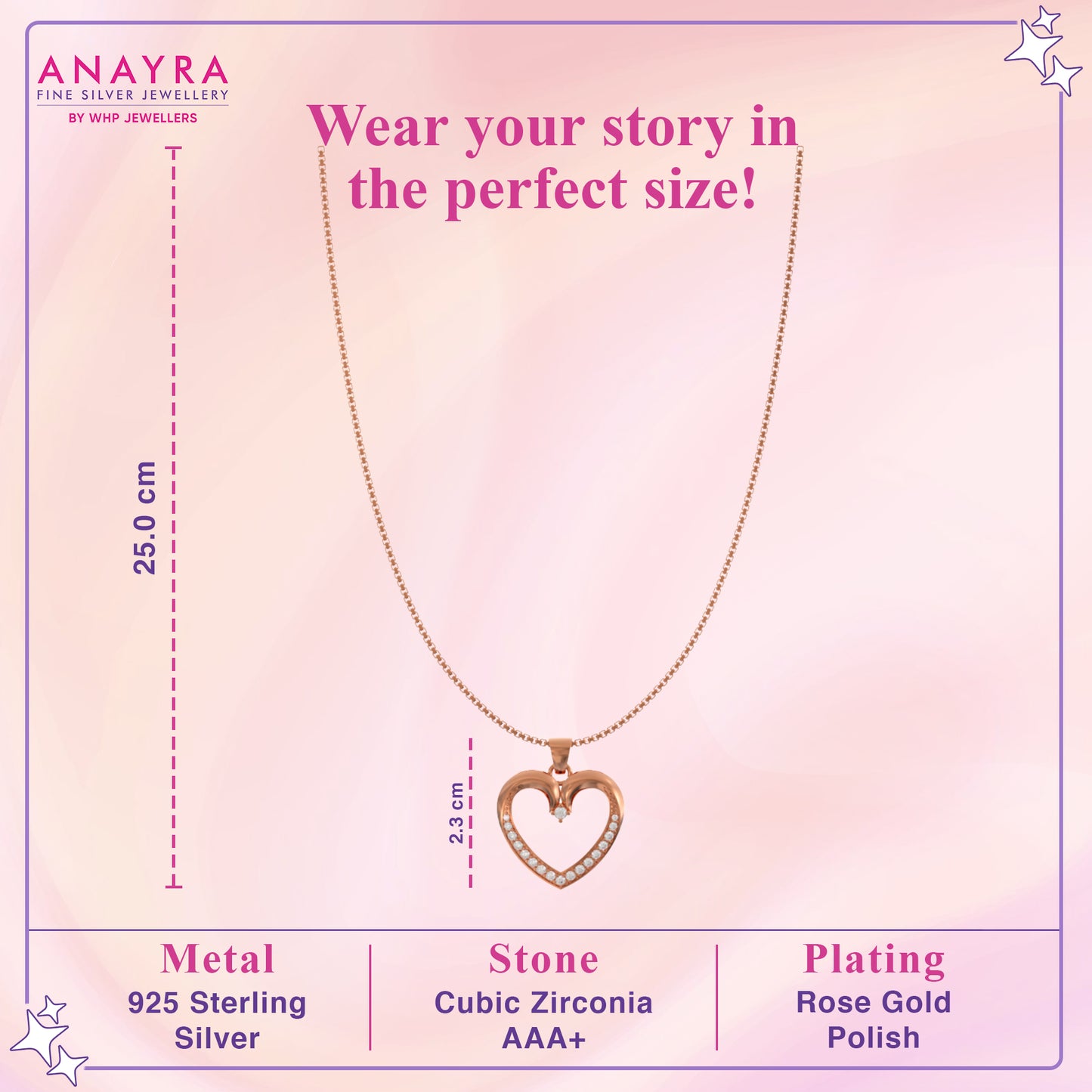 Sparkling Pink Heart Pendant Set In Silver