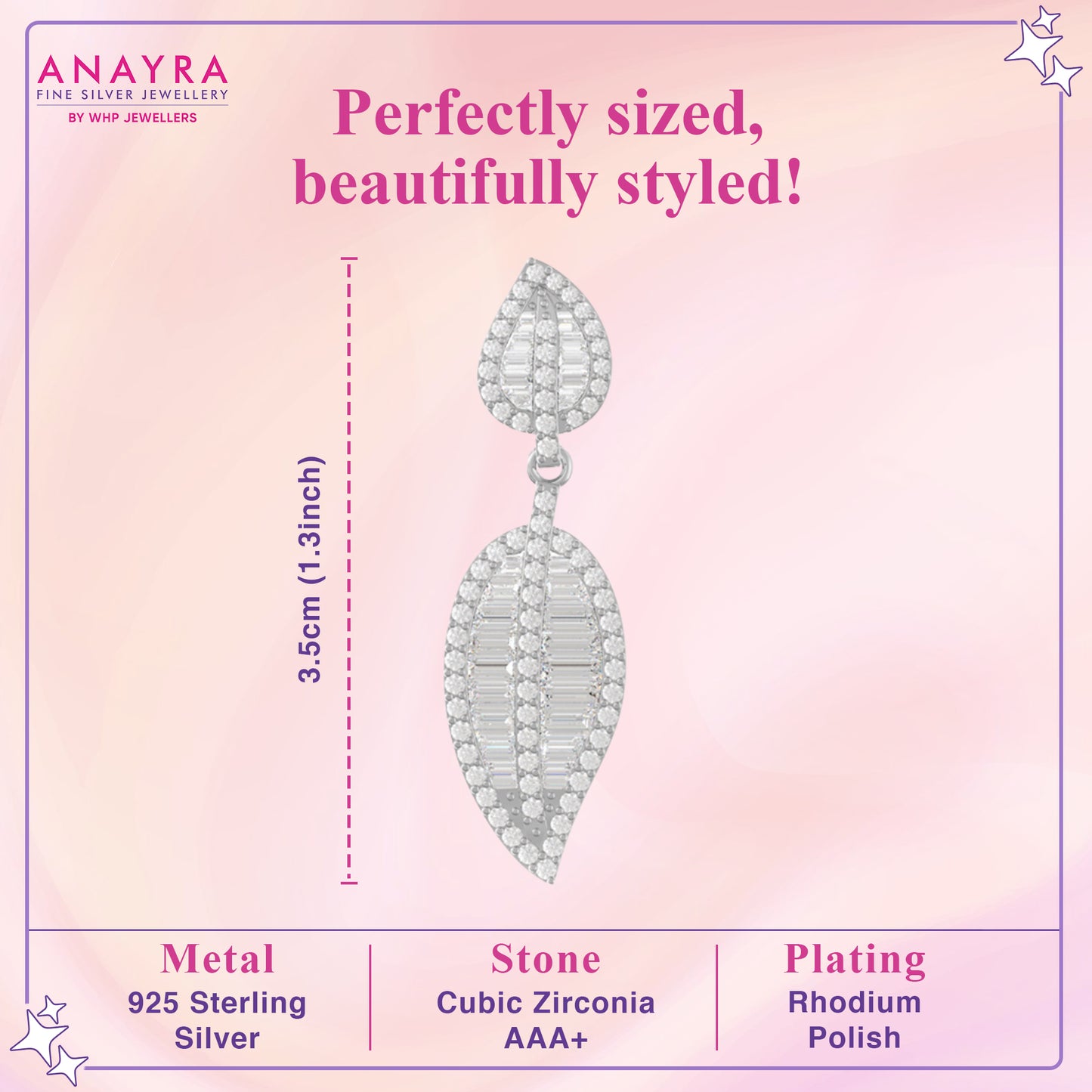 Swaying Leaf Dangle Earrings In Silver