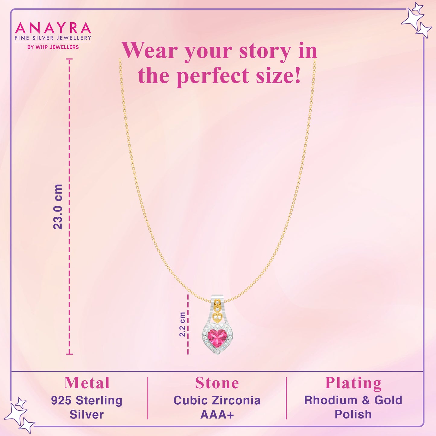 Silver Popup Pink Heart Pendant