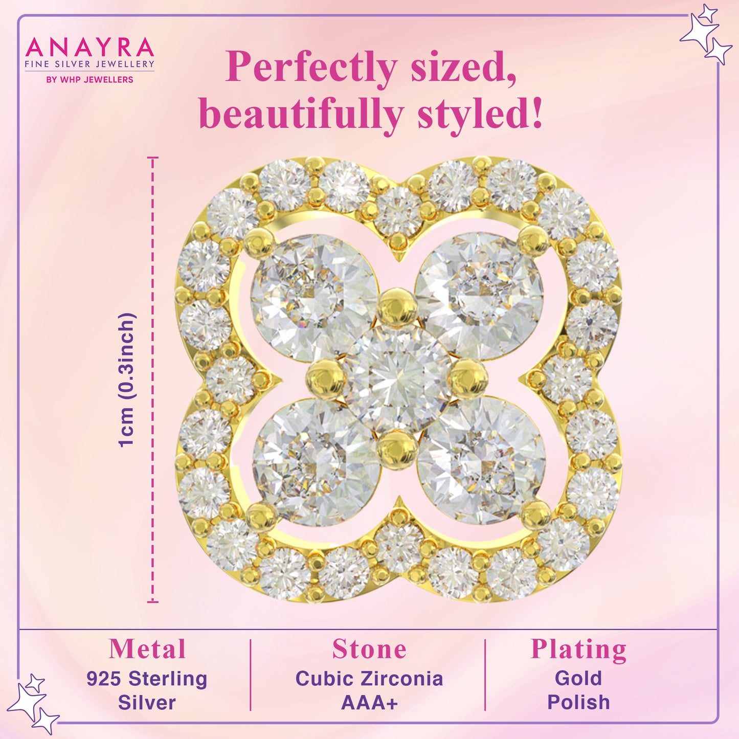 Dazzling Golden Diamond Clover Earrings