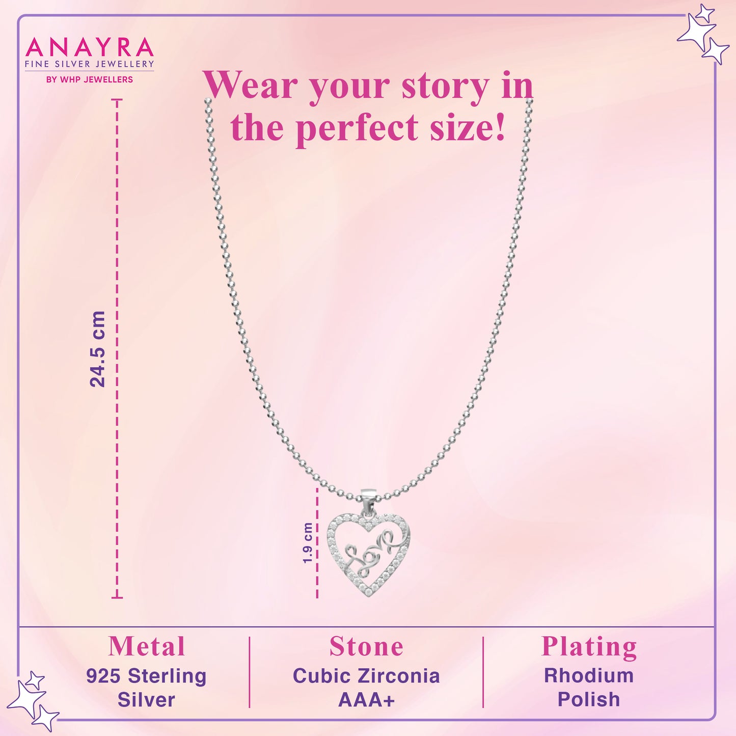 In Love Sterling Silver Diamond Pendant with Link Chain