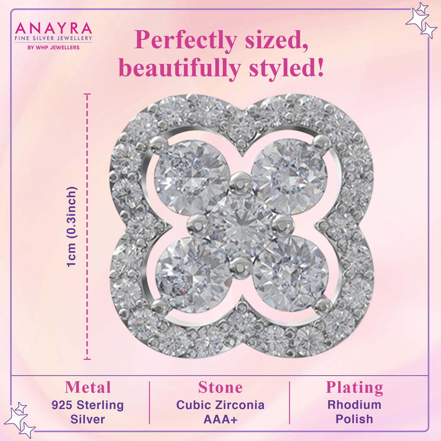 Sterling Silver Diamond Clover Earrings