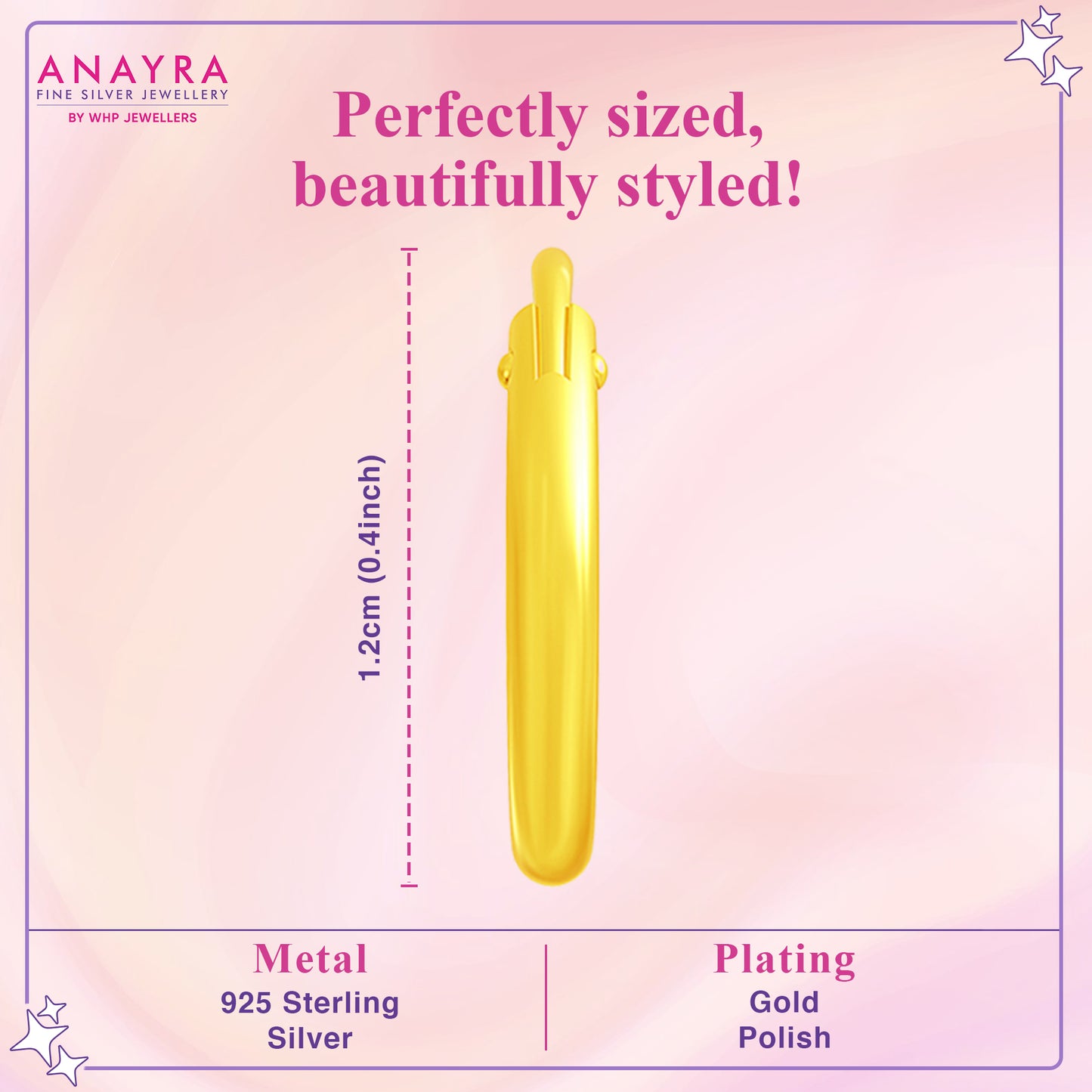 Anayra 925 Sterling Silver Gold-Plated Hoop Earring