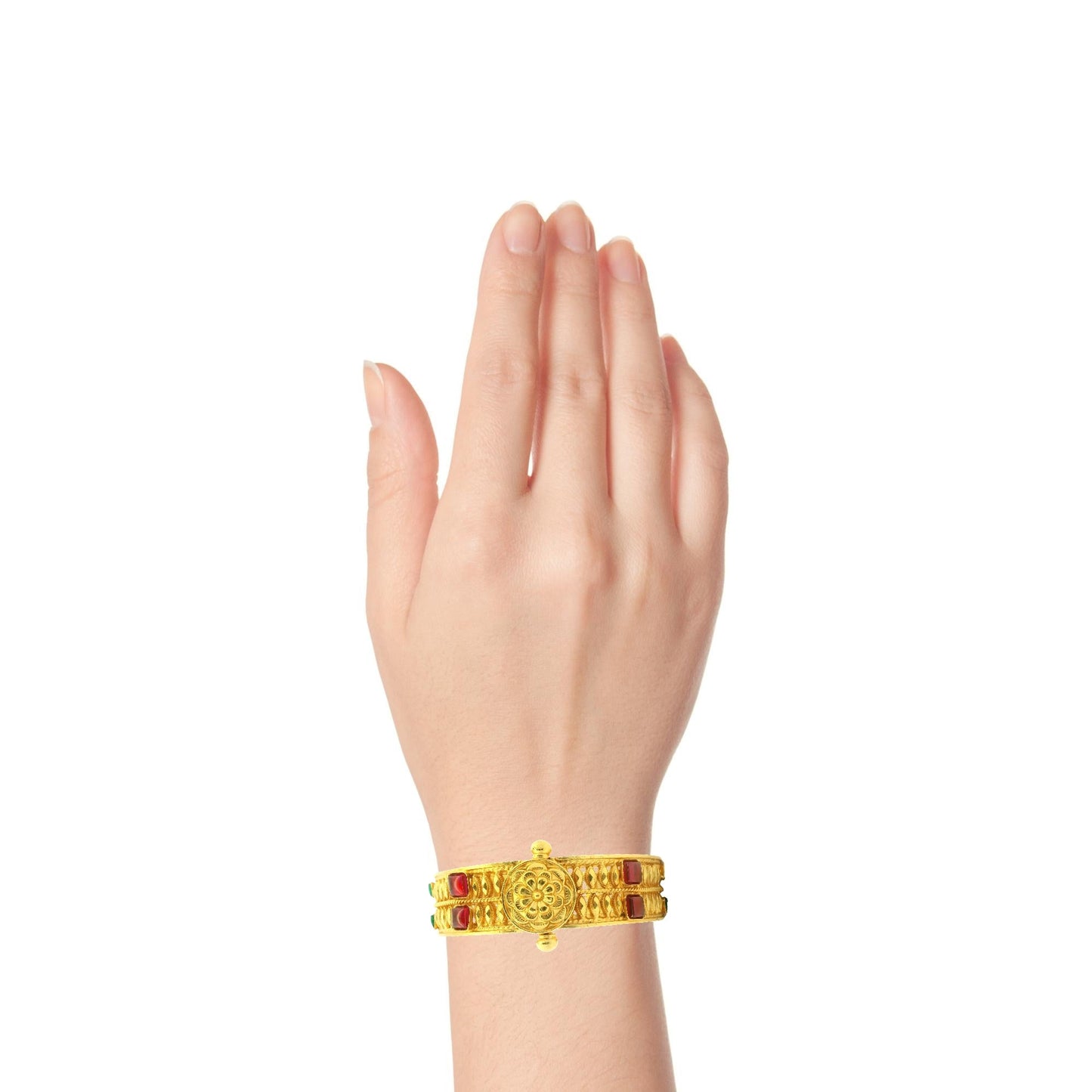 Floral Ruby Gold Kada