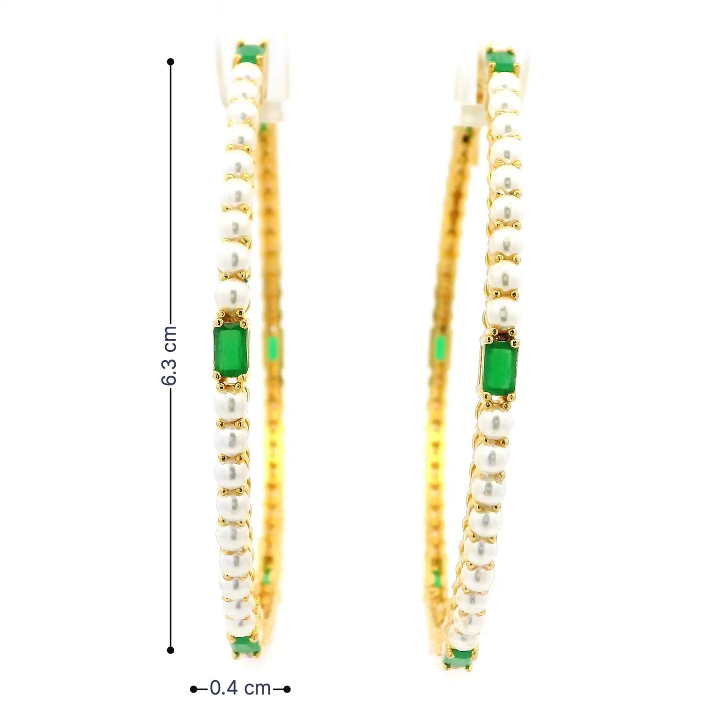 Classic Pearl Green Gold Plated Bangles