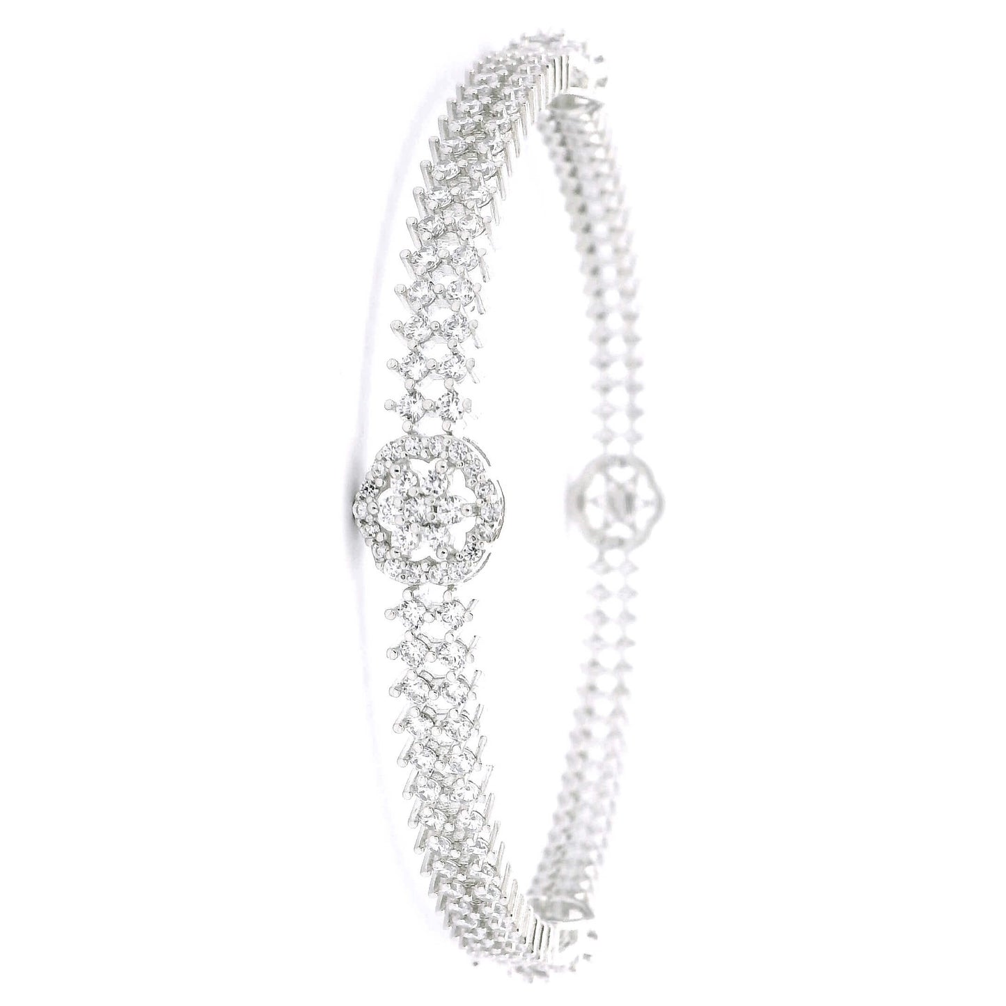 Graceful Clear Stone Flower Cut Bangles