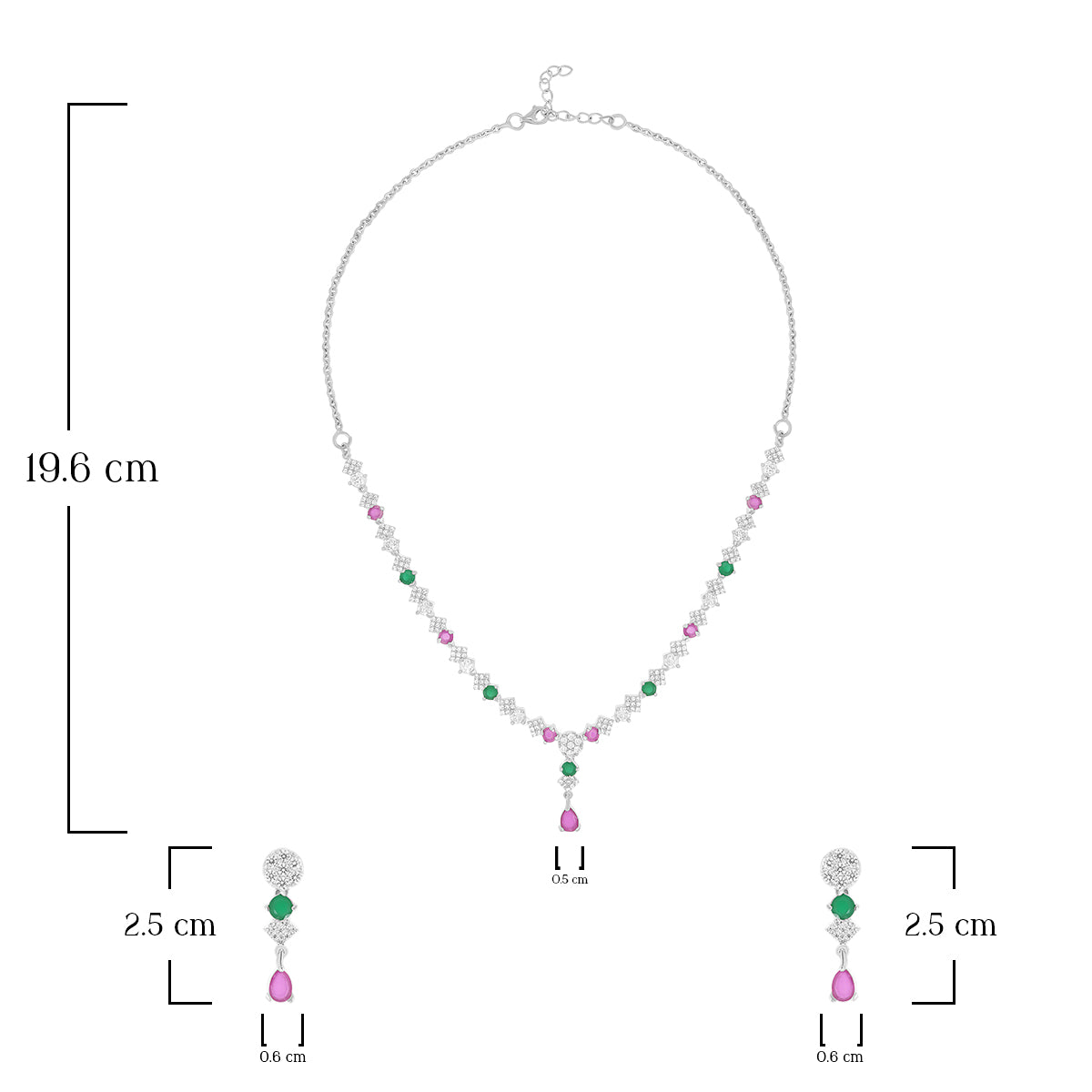 Elegant Multicolor Stone Dangling Necklace Set