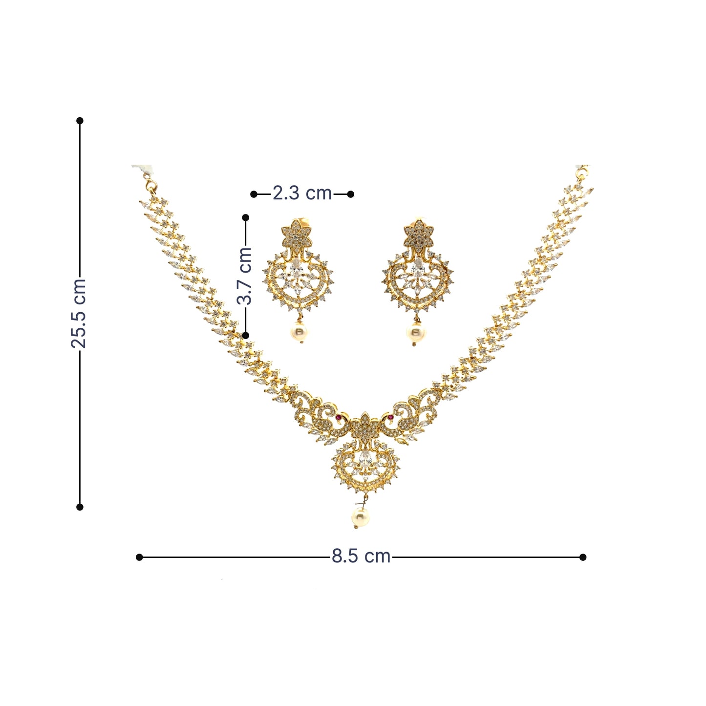 Regal Sparkle Pearl Necklace Set