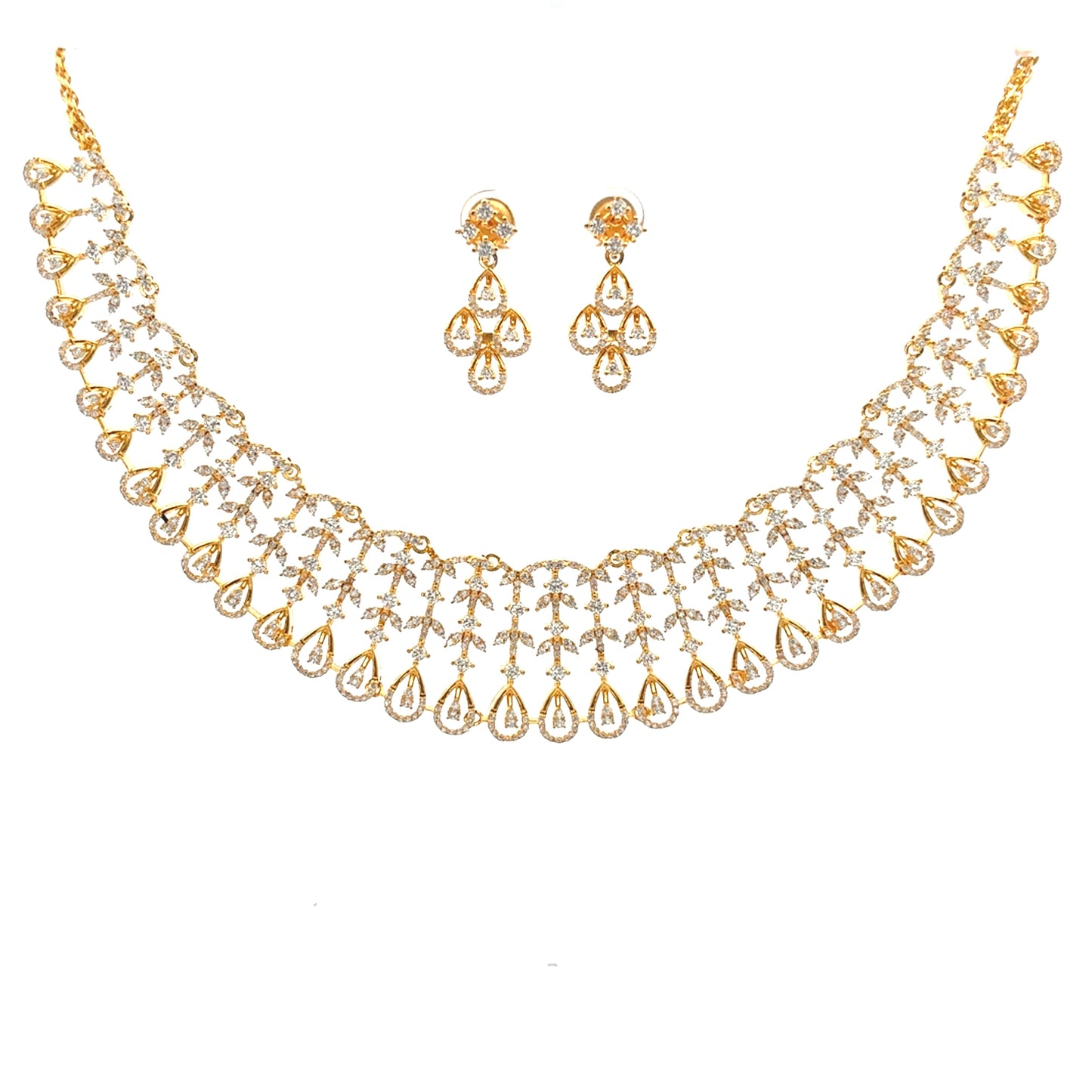 Pearl Dew Drop Gold Necklace Set