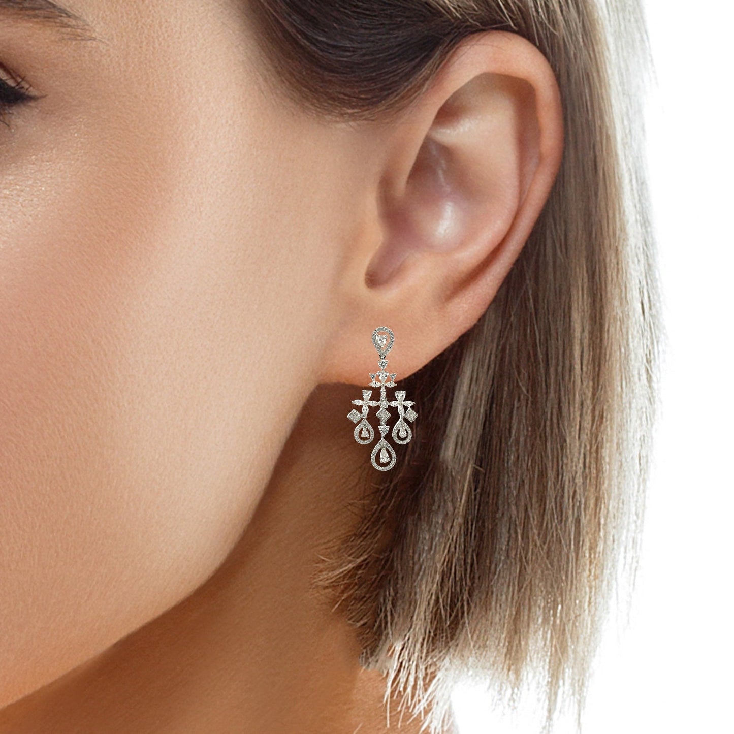 Dazzling Teardrop Diamond Necklace Set