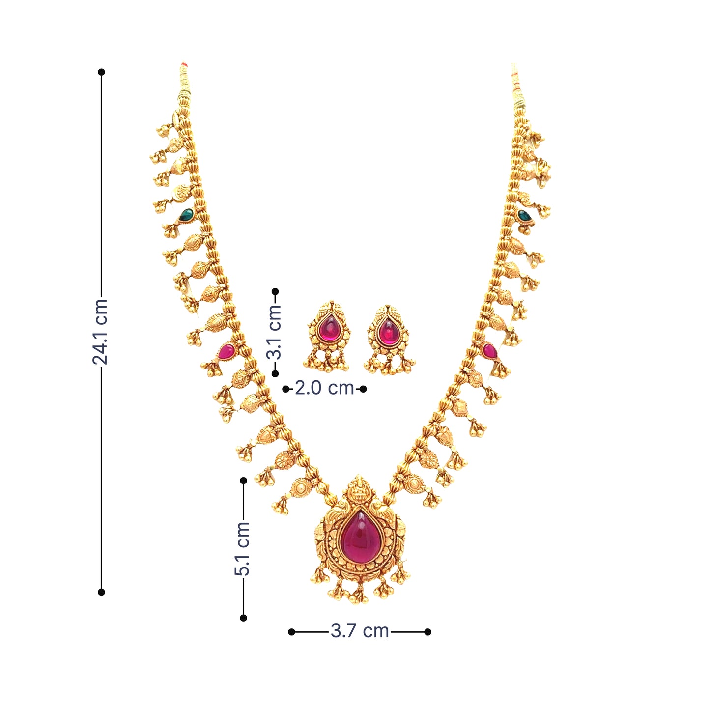 Festive Ruby Red Stone Gold Plated Necklace Set