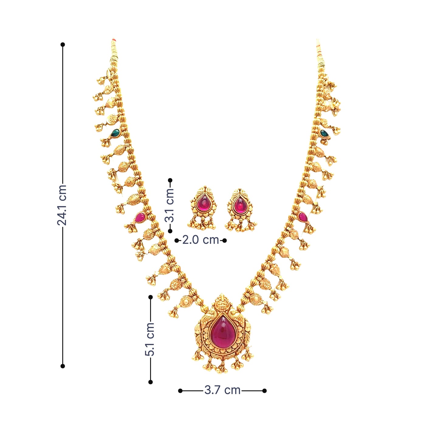 Festive Ruby Red Stone Gold Plated Necklace Set