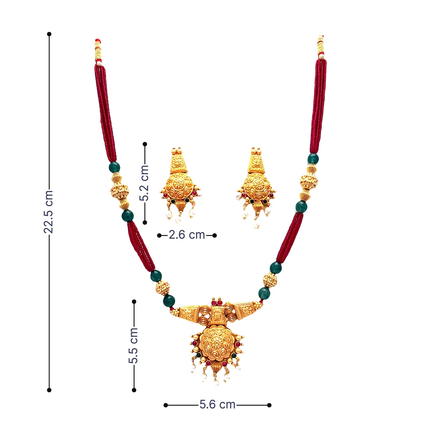 Traditional Threaded Gold Plated Neckalce Set