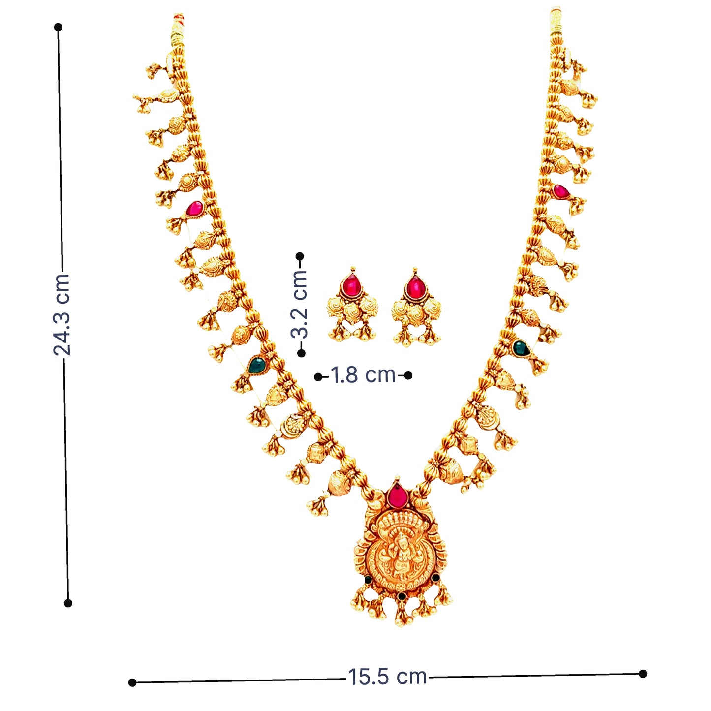 Lakshmi Temple Gold Plated Necklace Set