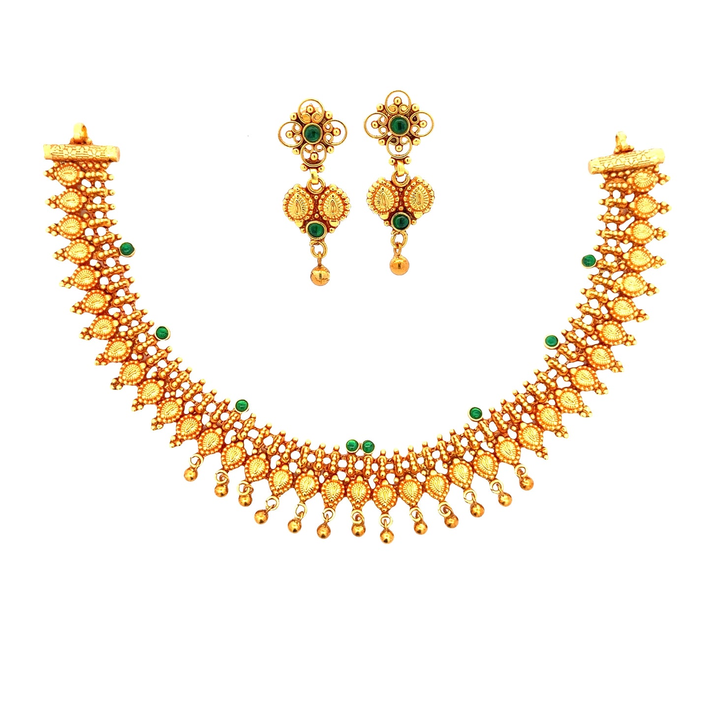 Classic Green Stone Temple Necklace
