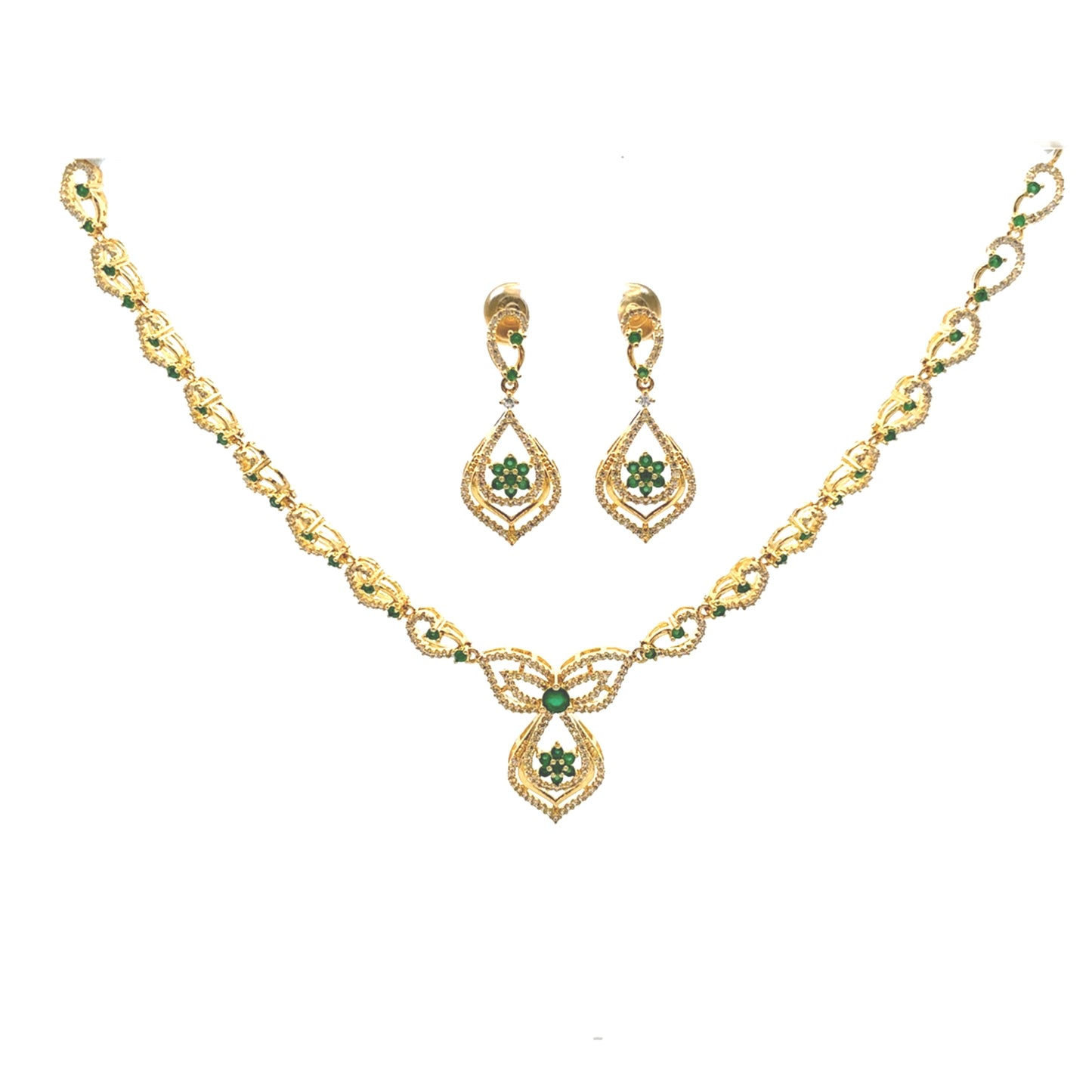 Classic Emerald Blossom Necklace Set