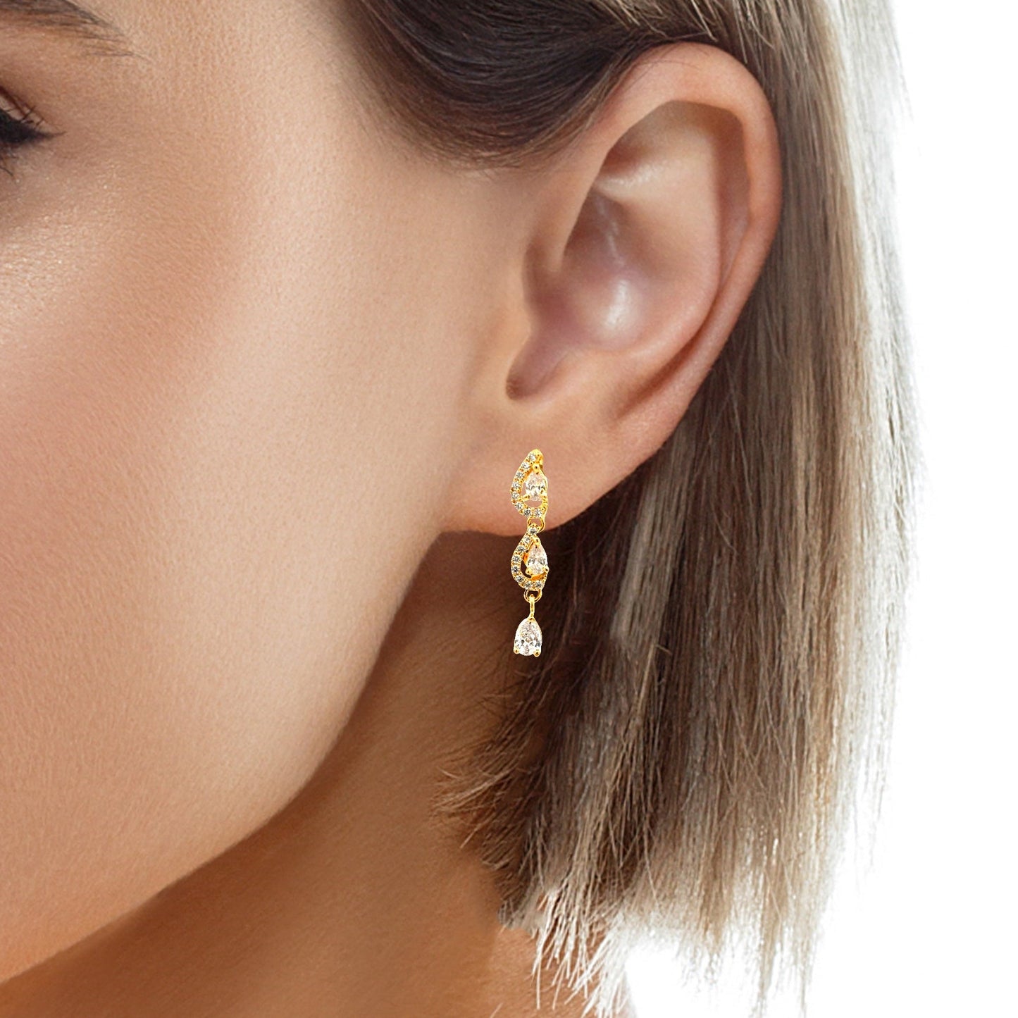Delicate Gold Crystal Drop Necklace Set