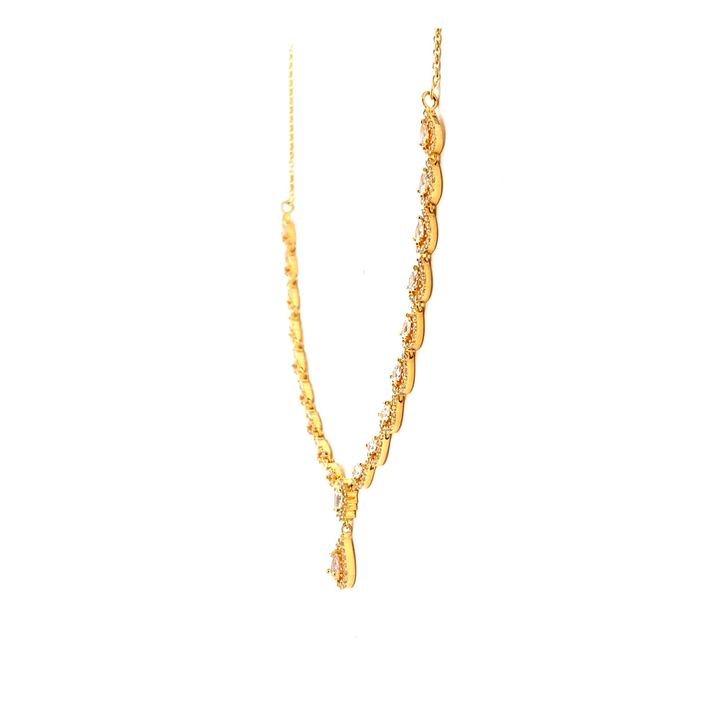 Delicate Gold Crystal Drop Necklace Set