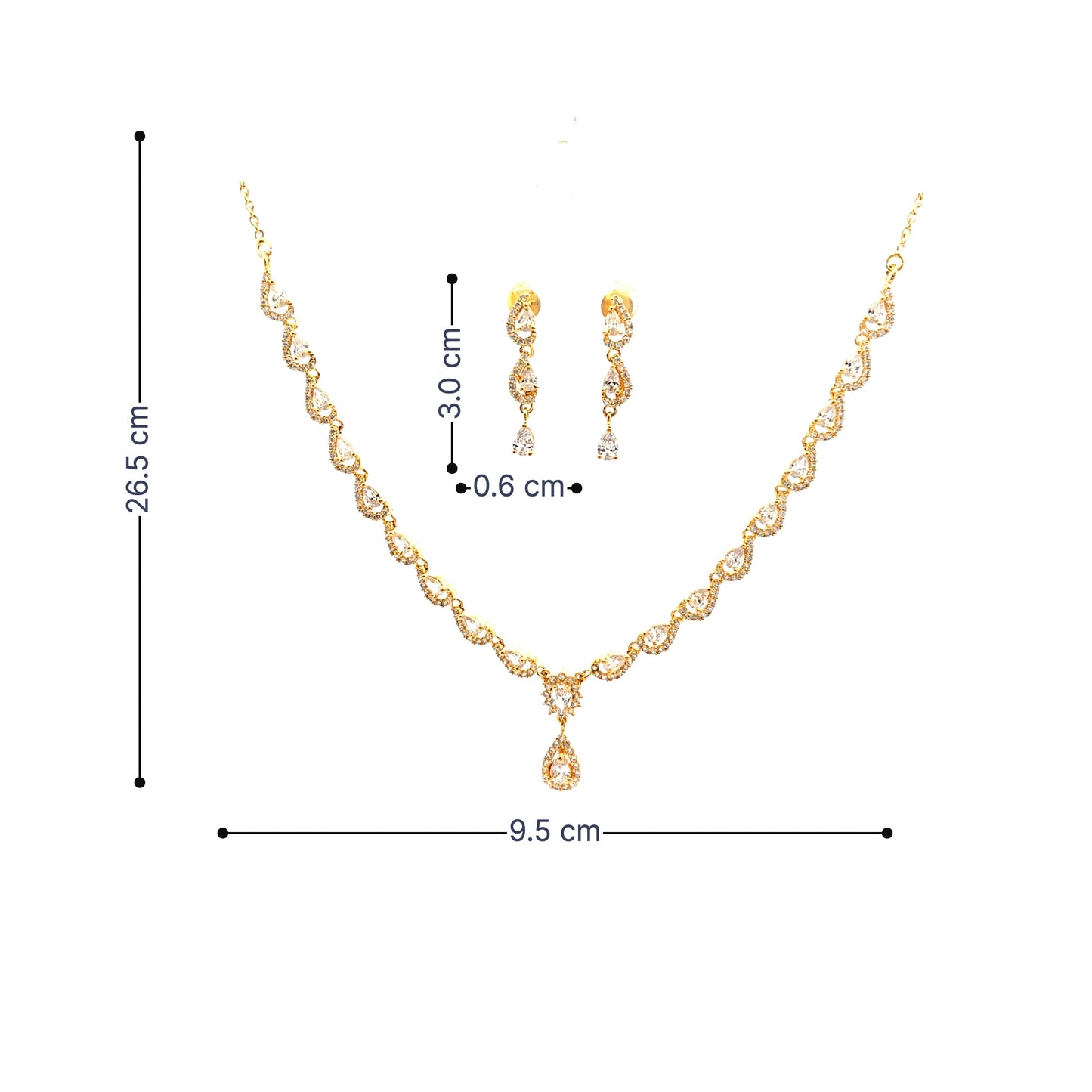 Delicate Gold Crystal Drop Necklace Set