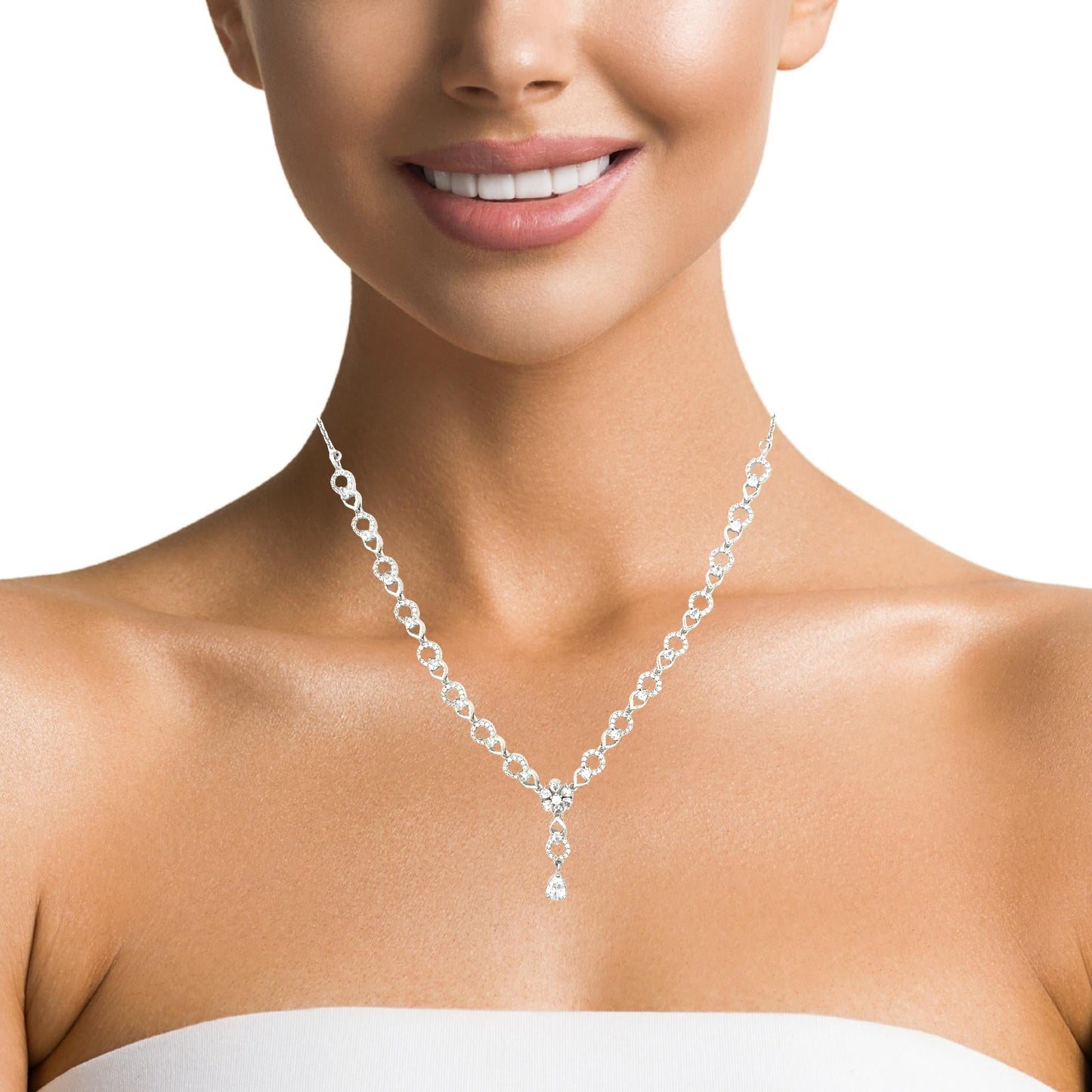 Graceful Crystal Drop Necklace Set