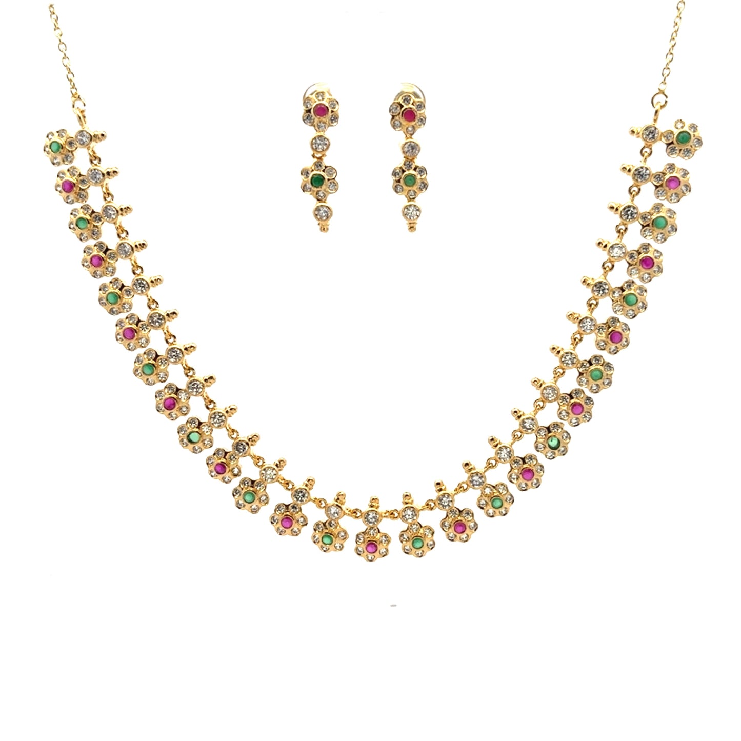Multicolor Crystal Flower Necklace