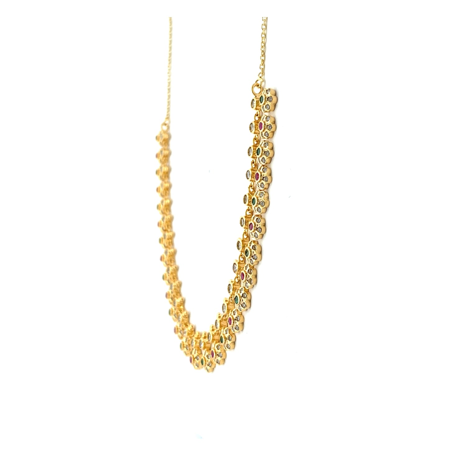Multicolor Crystal Flower Necklace