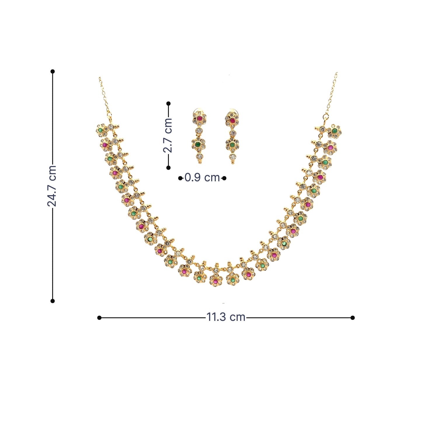 Multicolor Crystal Flower Necklace