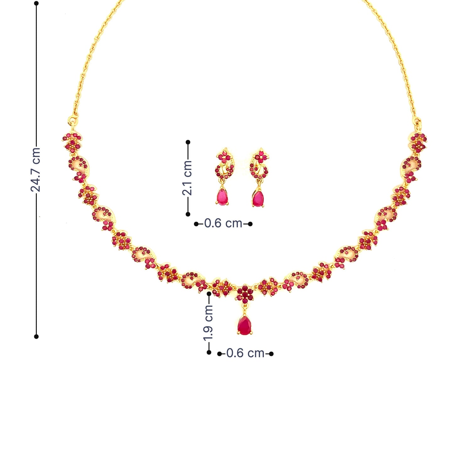 Sleek Line Design Pink Stone Choker Set