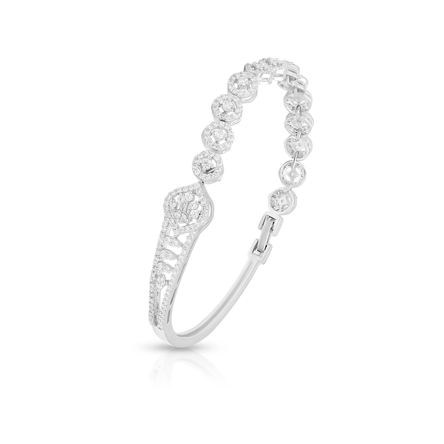 Sparkling Diamond Link Silver Bracelet
