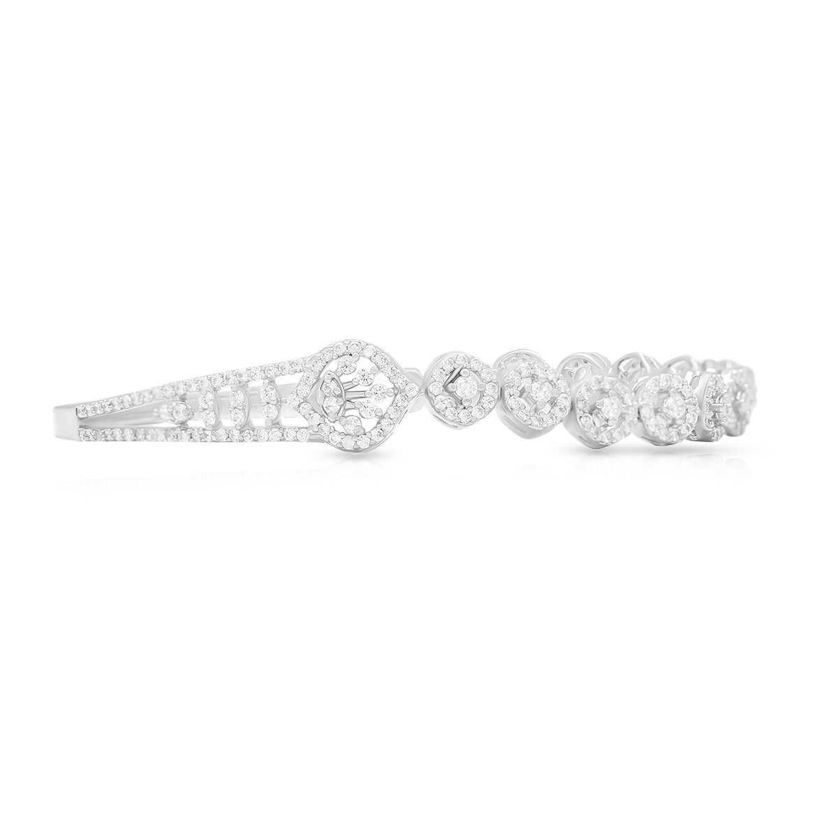 Sparkling Diamond Link Silver Bracelet