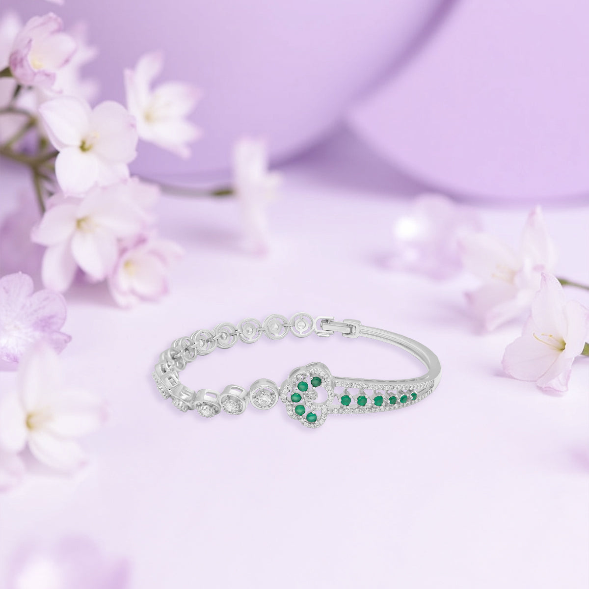 Crystal Loop Green Stone Bracelet