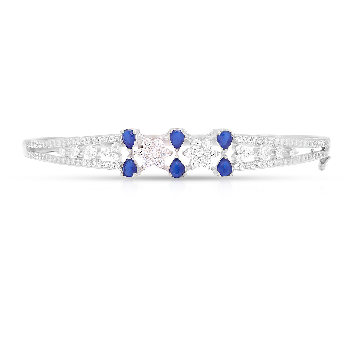 Elegant Silver Bracelet with Blue Sapphire Accents