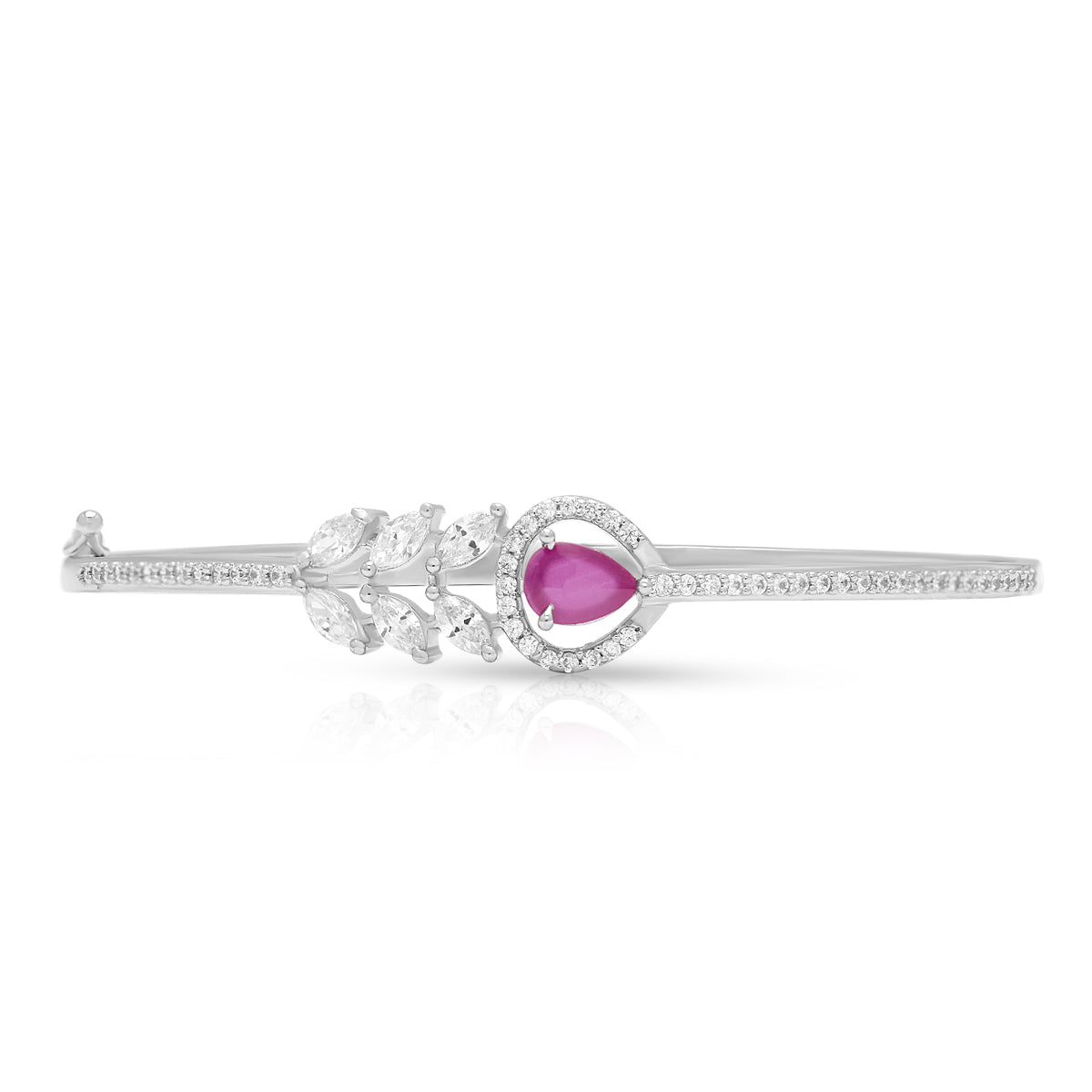 Pink Teardrop Silver Brcelets