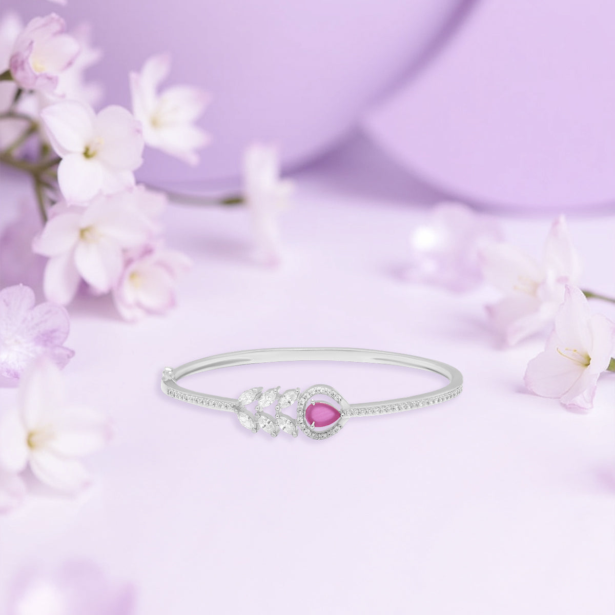Pink Teardrop Silver Brcelets