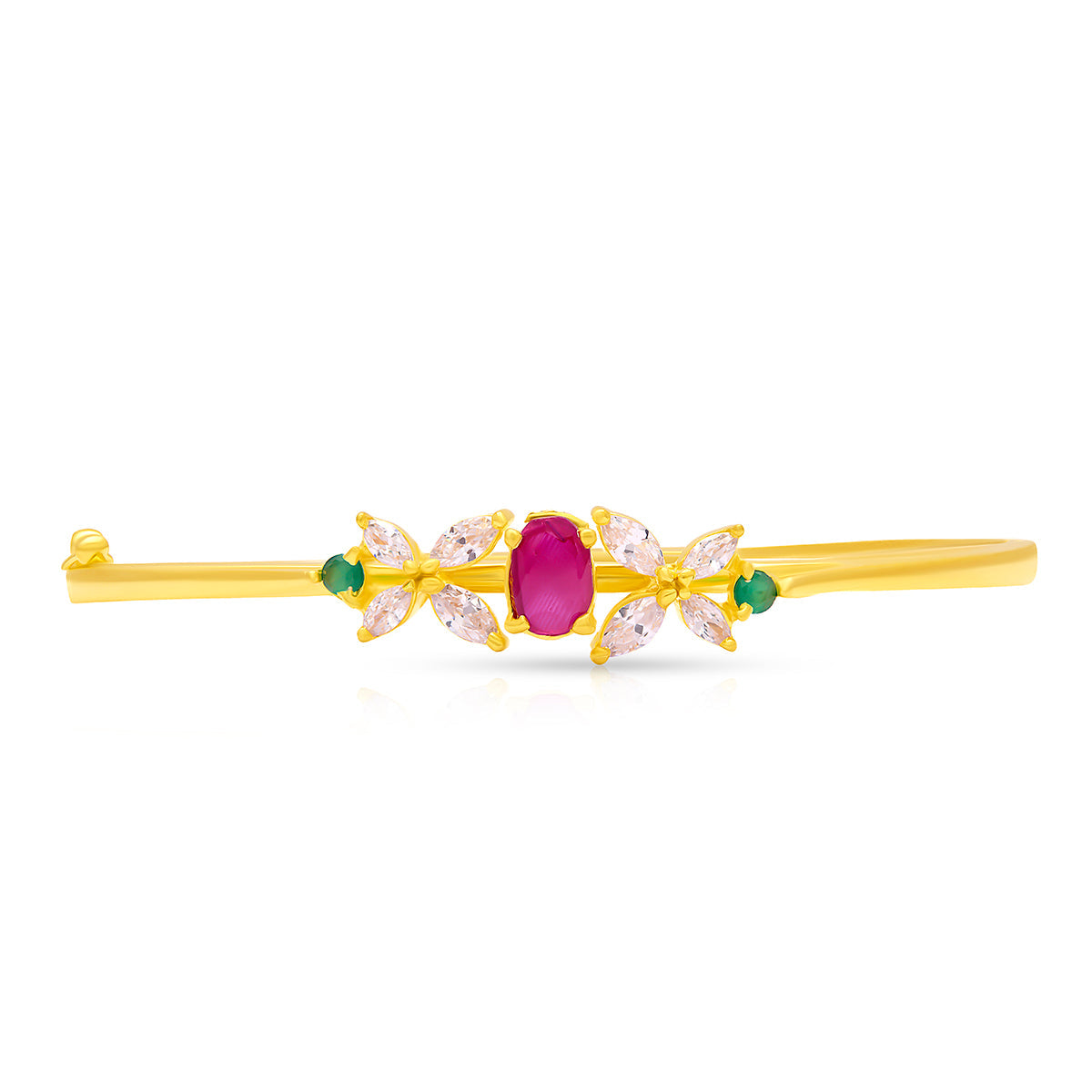 Graceful Gem-Studded Floral Gold Bracelet