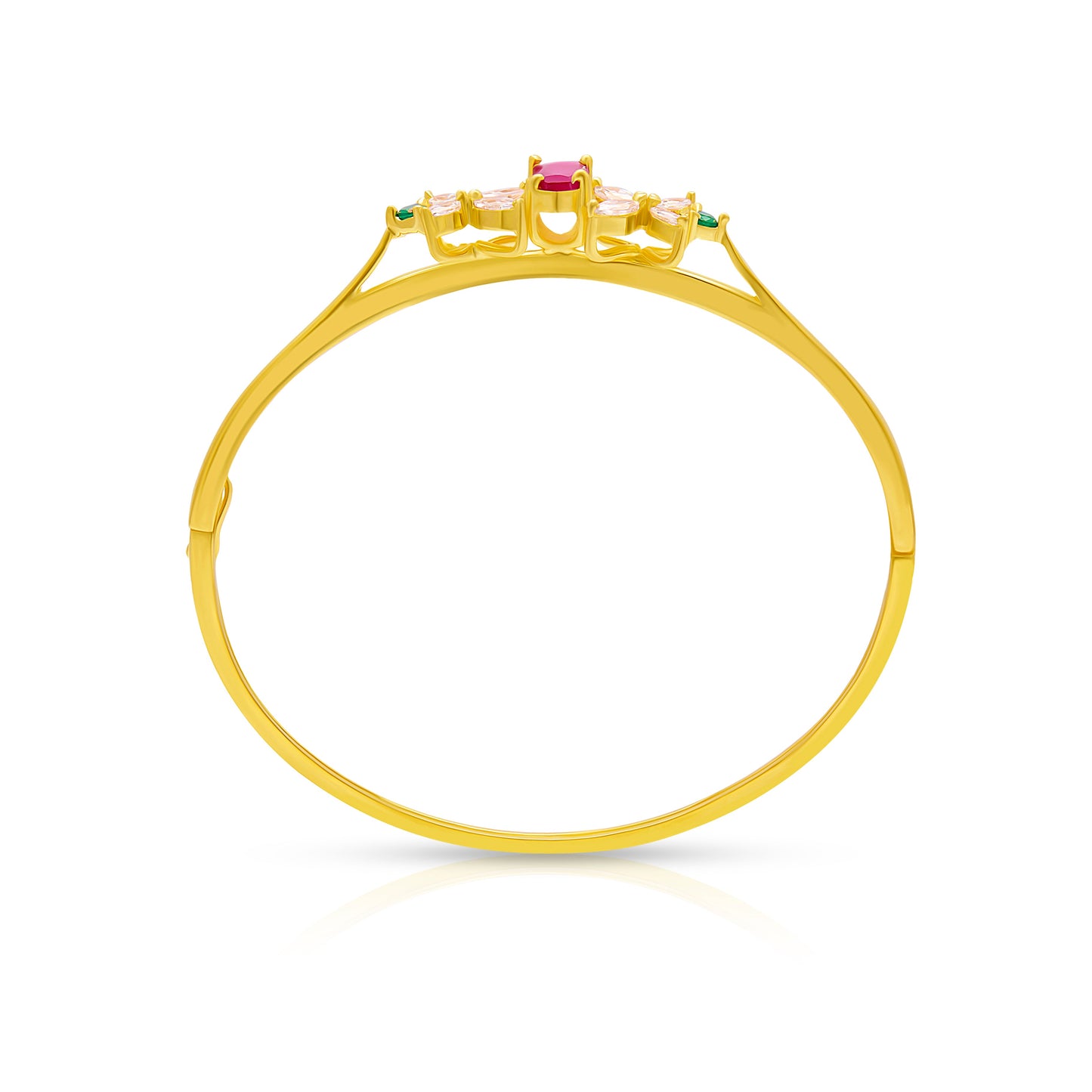 Graceful Gem-Studded Floral Gold Bracelet