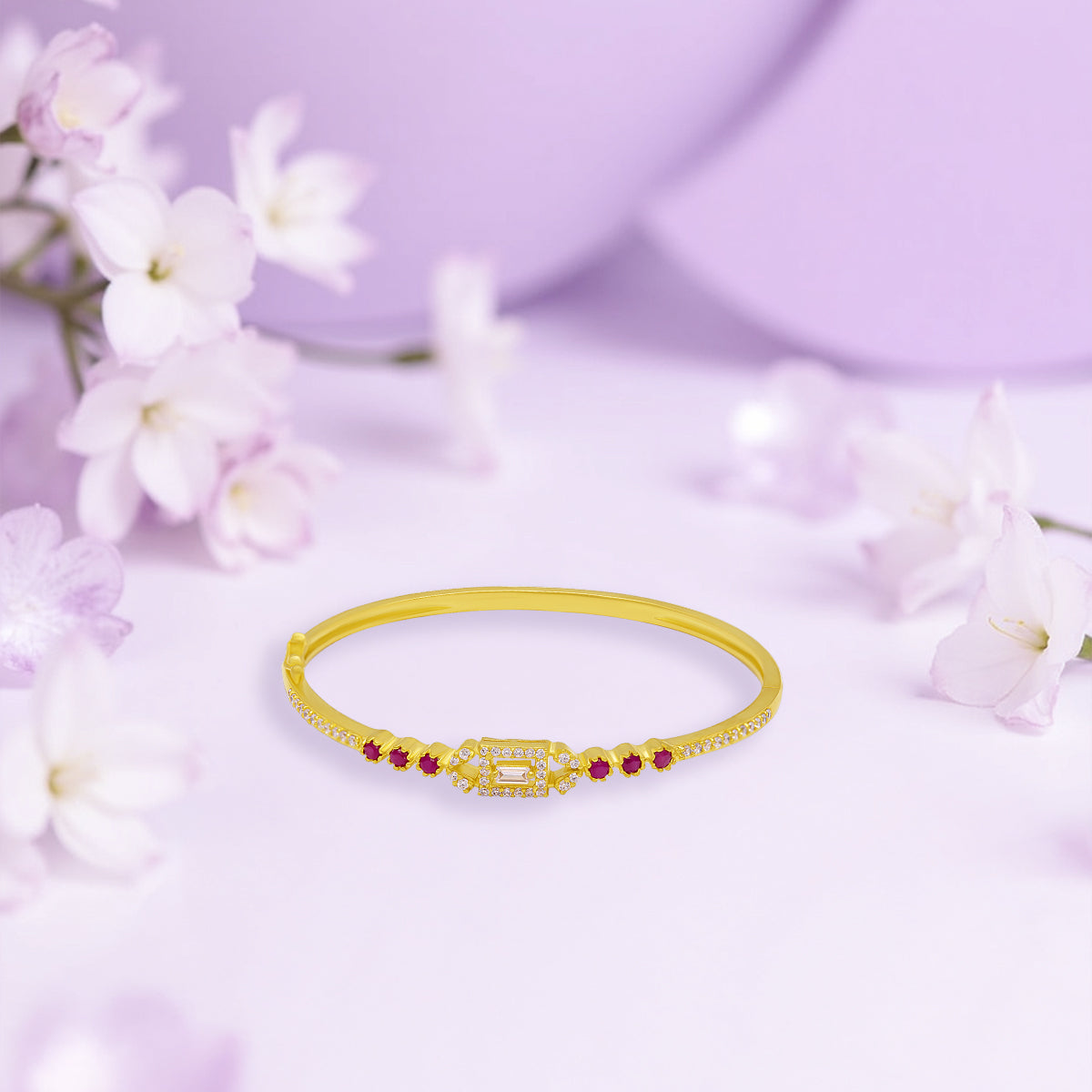 Classic Ruby-Studded Gold Bracelet
